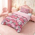 thumbnail image 2 of Manfei Kawaii Rabbit Twin Comforter Sets 2pcs,Flowers Ribbon Bow Bedding Set,1 Comforter and 1 Pillowcase,Reversible, 2 of 6