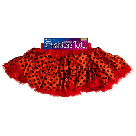 Girls Ladybug Princess Halloween Costume Tutu Skirt, Red Black, One-Size