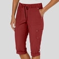 thumbnail image 2 of NinXxx Women's High Waisted Slim Wide Leg Cropped Slacks Thin Medium Red L, 2 of 6