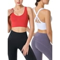 thumbnail image 6 of Hanerdun 3 Pack Womens Sports Bras Cross Back Padded Seamless Workout Running Yoga Activewear Black/White/Red L, 6 of 10
