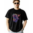 thumbnail image 2 of Men's T-Shirt,Ethnic Moose Short Sleeve Crewneck Casual Tee Shirts,Black-S, 2 of 8