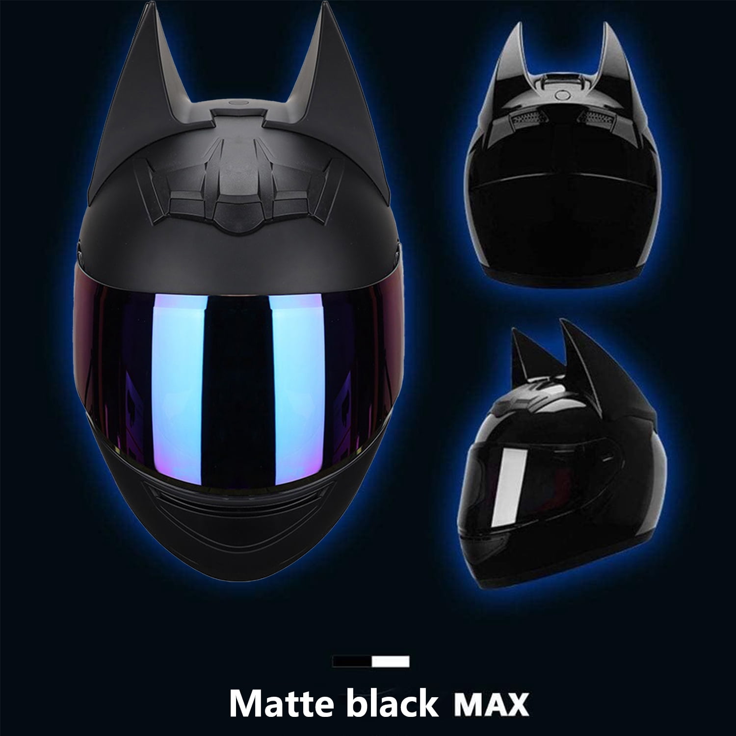 Bat Ear Motorcycle Helmet, Cool and Stylish Universal Bike Helmet with Flip-Up Breathable Design, Suitable for Road Riding and Street Racing - Impact-Resistant Helmet--M