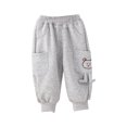 thumbnail image 2 of Hicidod Boys Sweatpants Solid Cute Bear Casual Toddler Cargo Pants Fleece Lined Warm Fall Winter Girls Jogger Pants with Pockets, 2 of 7