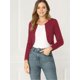 thumbnail image 3 of Cárdigan Allegra K Crop Top Dobladillo Curvo Frente Abierto Bolero Hombros De Otoño Invierno Para Mujer Borgoña XL, 3 of 6