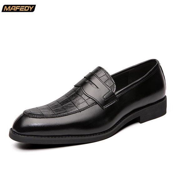 Men's Warm Penny Loafers Slip-On Dress Shoes Comfortable Non-Slip Business Casual Walking Shoes for Office and Daily Wear