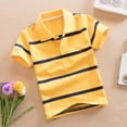 thumbnail image 4 of Odeerbi Camisas de Golf de Chicos Botón de Solapa A Rayas Camisas de Tenis de Manga Corta Uniforme Escolar, 4 of 5