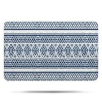 Blue and White Geometric Striped Pattern Bathroom Rugs Mat,Non Slip Microfiber Bathroom Rug,Rubber Backing,Soft Bathroom Mats for Bathroom Floor,Tub and Shower,17x27in(43x68cm)