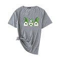 thumbnail image 1 of Pxiakgy Vente de Liquidation! T-Shirt de la Saint-Patrick pour Femmes Gnomes Mignons T-Shirt Imprimé Trèfle Manches Courtes T-Shirts Graphiques Hauts Femmes Manches Courtes Col Rond Mode Décontractée Gris G, 1 of 4