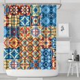 thumbnail image 2 of Extra Long Boho Shower Curtain 72x84 Inches - Vintage Floral & Tropical Leaves Pattern, Waterproof Bohemian Bathroom Decor with 12 Hooks, Tribal Rustic Style, 2 of 5