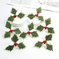 thumbnail image 3 of Visland 10Pcs Simulation Leaf with Fruits Realistic DIY Artificial Holly Berries Christmas Leaves for Party, 3 of 7