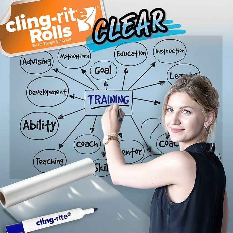Clear Cling-rite® Roll - 20 sheets and dry erase marker included –  clingers-shop
