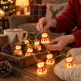 thumbnail image 4 of QISIWOLE Christmas Red Snowman LED String Lights, 10.5ft Plastic Cord with Santa Face Bulbs and USB Plug, Warm Ambiance Glow for Tree Mantel Window Party, 10.5ft, 4 of 8