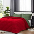 thumbnail image 3 of D.N.G. BEDDINGS 3 Piece Luxury Reversible Diamond Pattern Comforter Set Premium Super Soft, All Season 800 TC, 100% Egyptian Cotton Twin/Twin XL Size Moss/Red Solid Color, 3 of 7