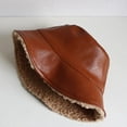 thumbnail image 2 of CoCopeaunts Mens Bucket Hat Winter Leather Lambs Wool Two-Sided Bucket Cap Boys Girls Fashionable Warm Fisherman Basin Hat, 2 of 8