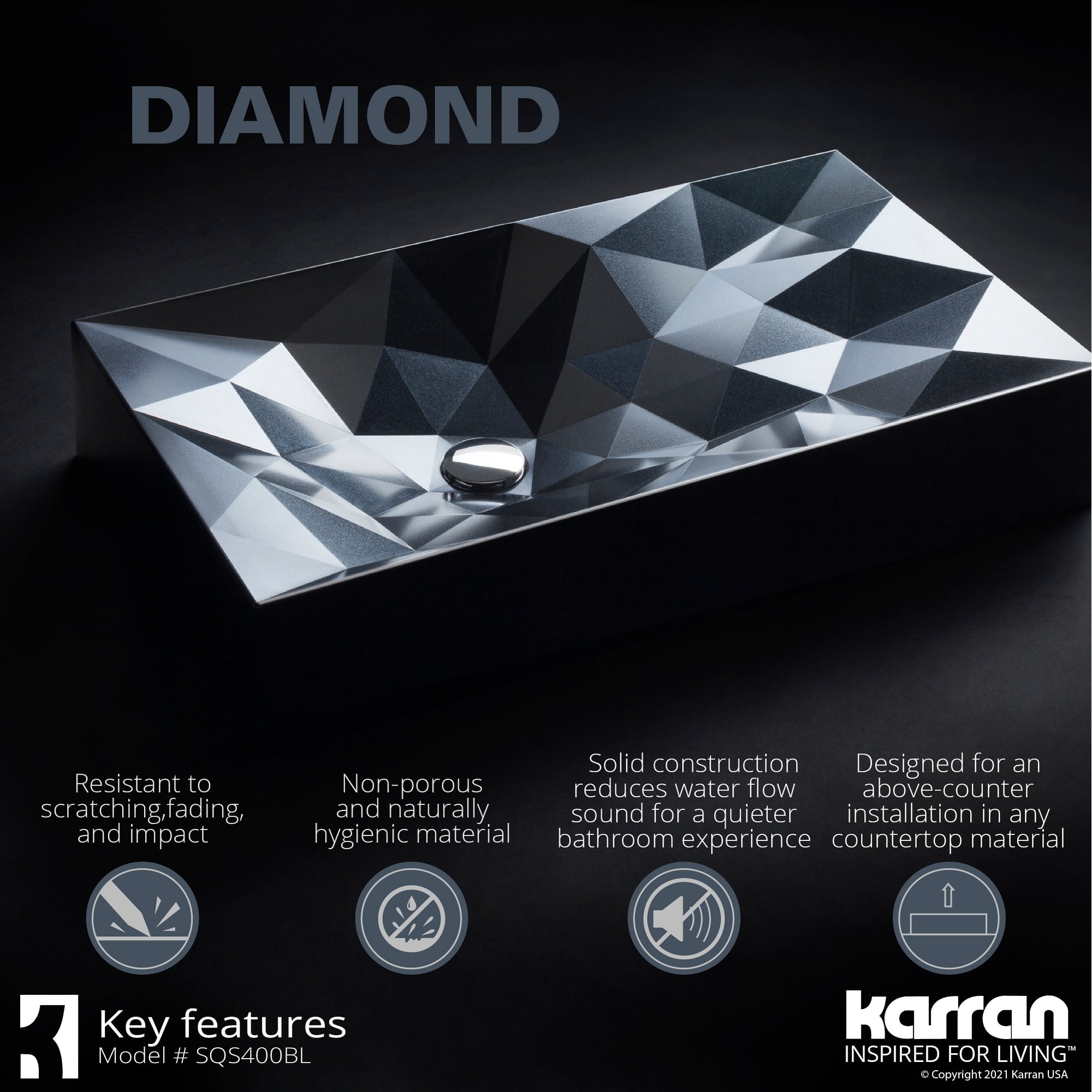 Karran Usa SQS400WH Sternhagen 28-1/8" Rectangular Quartz Composite Vessel Bathroom Sink -