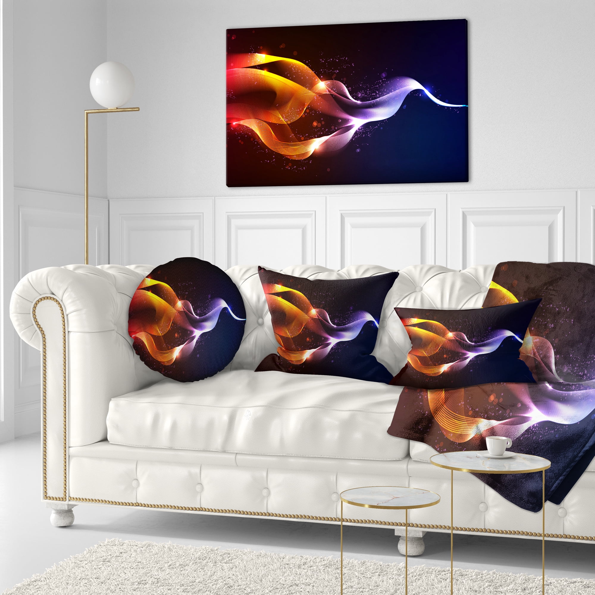 Designart Abstract Vector Waves - Contemporary Throw Pillow - 12x20