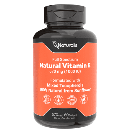 Naturalis Sunflower Vitamin E 670mg (1000 IU) | Essential Skin Vitamin & Immune Support | 60 Softgels