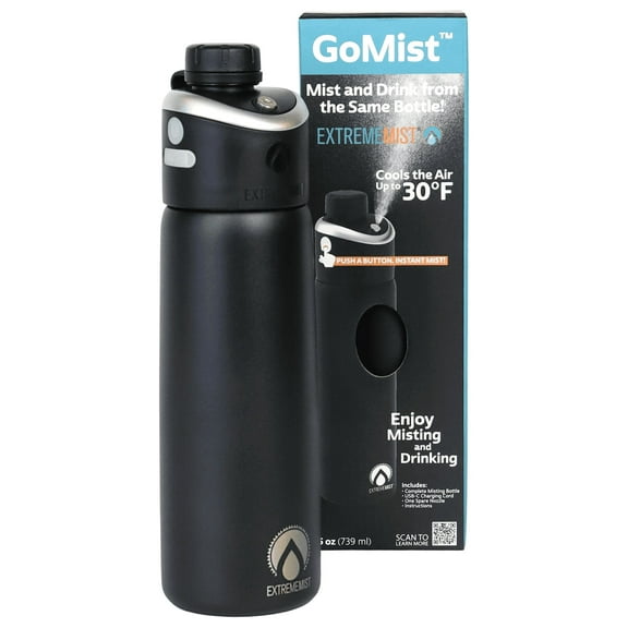 GoMist 25oz. Misting and Drinking Bottle , Midnight Black