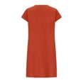 thumbnail image 3 of New Hot Cotton and Linen Summer Dresses 2025 Women's Solid Crewneck Loose Pleated Dress Fashion Short Sleeve Beach Casual Dress Knee Length, 3 of 5