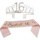 thumbnail image 1 of Ubiuo 16th Birthday Sash And Tiara- Sweet 16 Satin Sash And Crystal Tiara Birthday Crown For 16th Birthday Party Supplies And Decorations (sash+tiara), 1 of 4