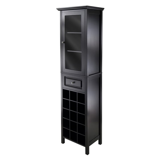 Winsome Wood Burgundy Wine Display Tower, Black Finish