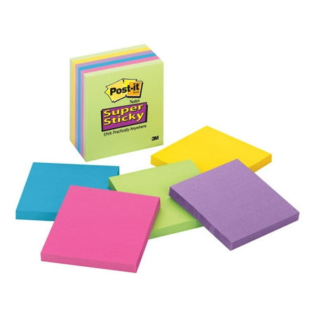 Post-it Super Sticky Notes, 3" x 3", Assorted Ultra Colors