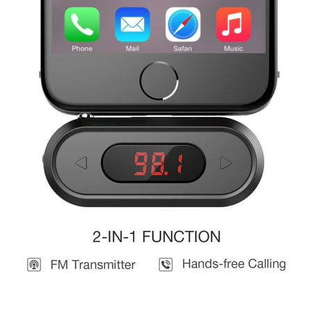 FM Transmitter, Doosl 3.5mm FM Transmitter Hands-free Calling Wireless Radio Car Kit, Compatible with iPhone, iPad, iPod, Samsung, HTC, MP3, MP4 and Most Devices with 3.5mm Audio (The Best Fm Transmitter For Iphone)