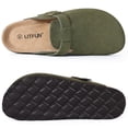 thumbnail image 7 of Litfun Suede Clogs for Women Cork Footbed Leather Sandals Arch Support Potato Shoes with Adjustable Buckle, Army Green, 7 of 7