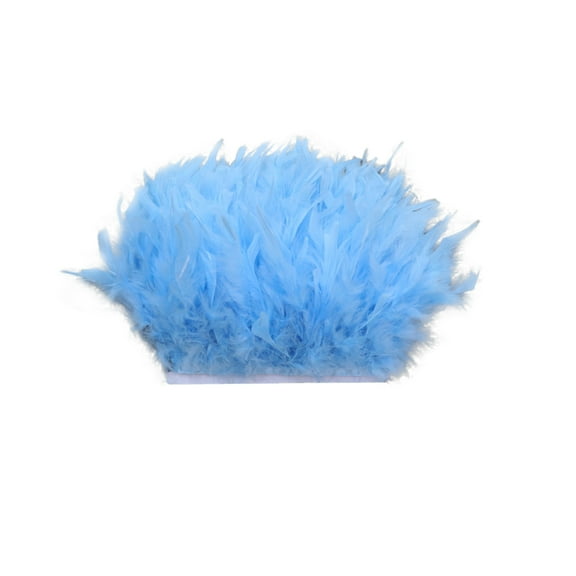 2-Meter Natural Turkey Feather Trim, 4-6 inch Wide Sky Blue Feather Fringe for Costume Accessories, Wedding Decor, Party Supplies and DIY Crafts