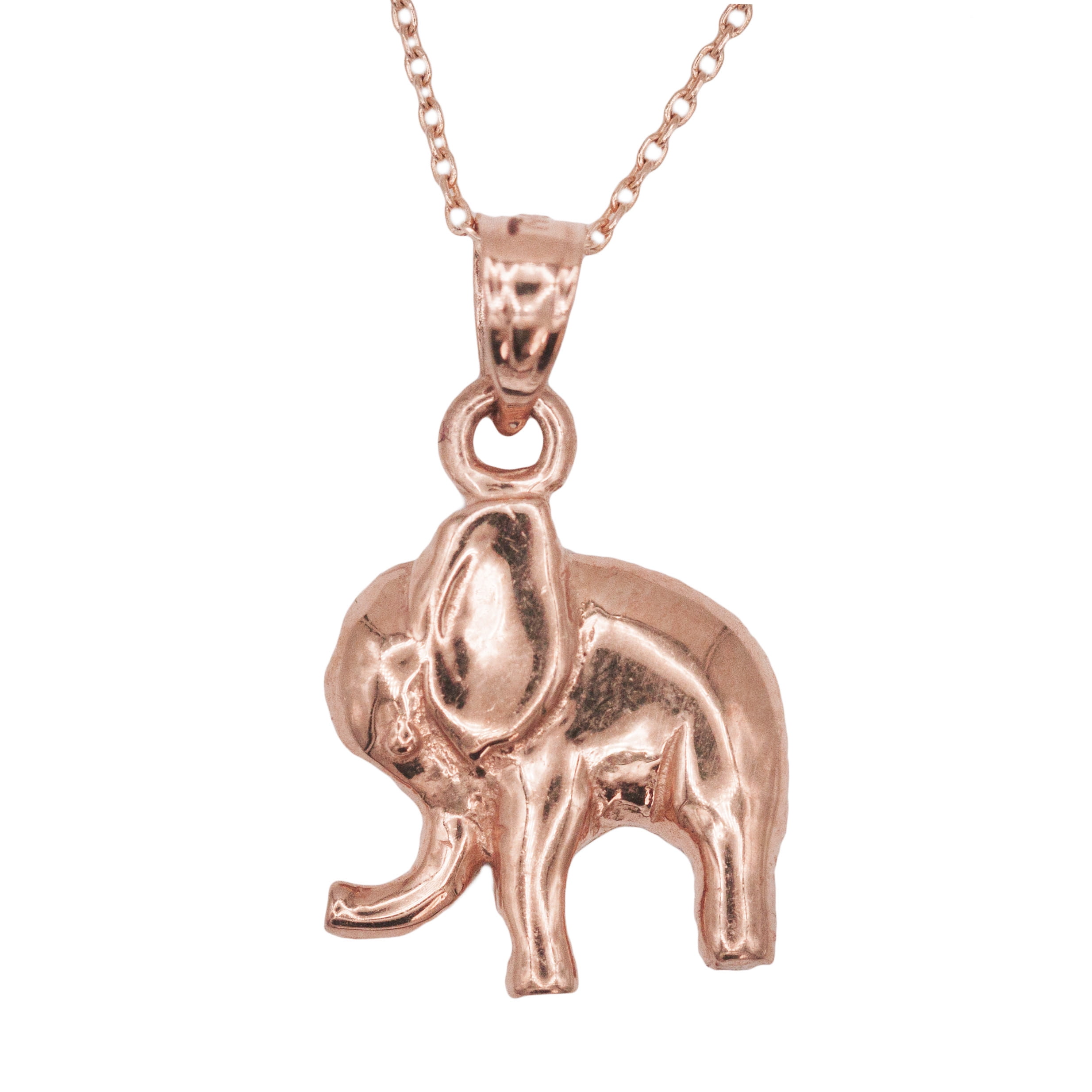 14k Rose Gold Elephant Animal Pendant Necklace With 16 Chain