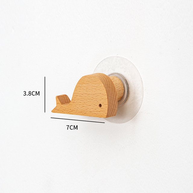 Gancho de madera para el hogar, con dibujos animados, sin perforaciones, para colgar en la pared, adhesivo para puerta y pared trasera, bonito gancho para ropa
