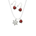 thumbnail image 2 of Delight Jewelry Silvertone Snowflake with Clear Crystal Red Lucky Ladybug Necklace and Dangle Earrings Set, 2 of 6