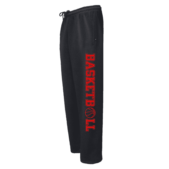 Adult Basketball Black Sweatpants (Red, Adult X-Small)