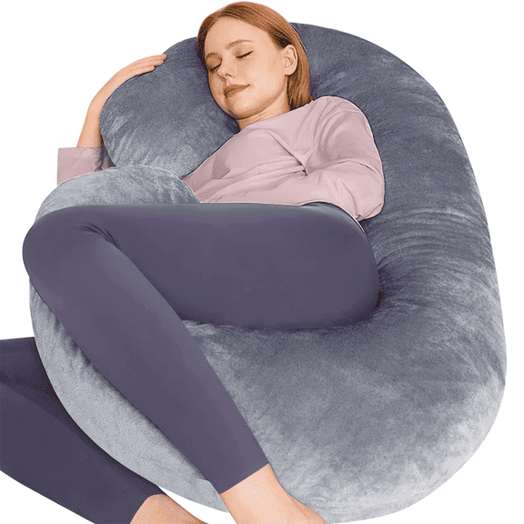 Pregnancy Pillows, Full Body Pillow Maternity Pillow for Women 58 inch, Pregnancy Pillows for Sleeping Pregnant Must Have with Removable Cover, Gray