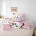 thumbnail image 6 of Homewish Cartoon Cat Animals 7-Piece Twin Bedding,Cute Floral Moon Bedding Comforter Set,White,Pink Reversible, 6 of 8