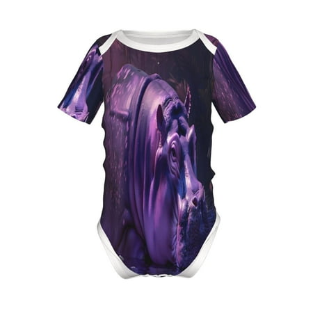 

Yiaed Purple Hippo In Water Print Infant Climbing Short Sleeve Onesie One-Piece Baby Bodysuit Clothes 0-12 Months -