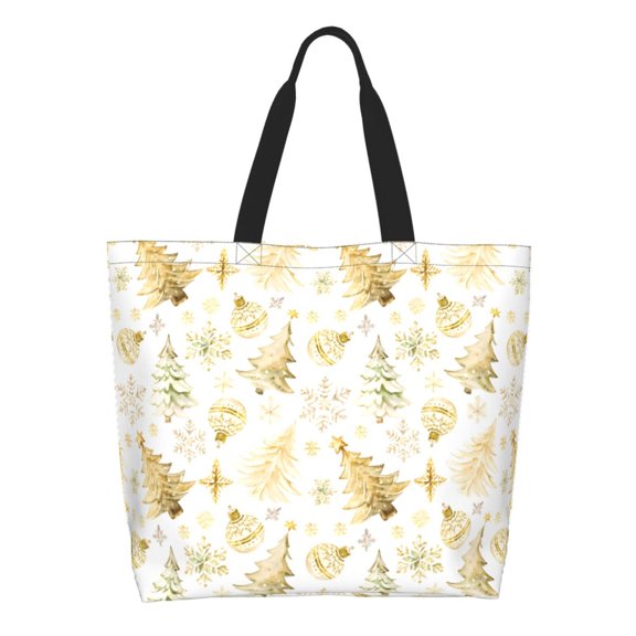 Rateoe Gold Christmas Tree Tote Bag - Waterproof Lightweight Handbags Travel Shoulder Bag for Hiking Yoga Gym Swimming Travel Beach