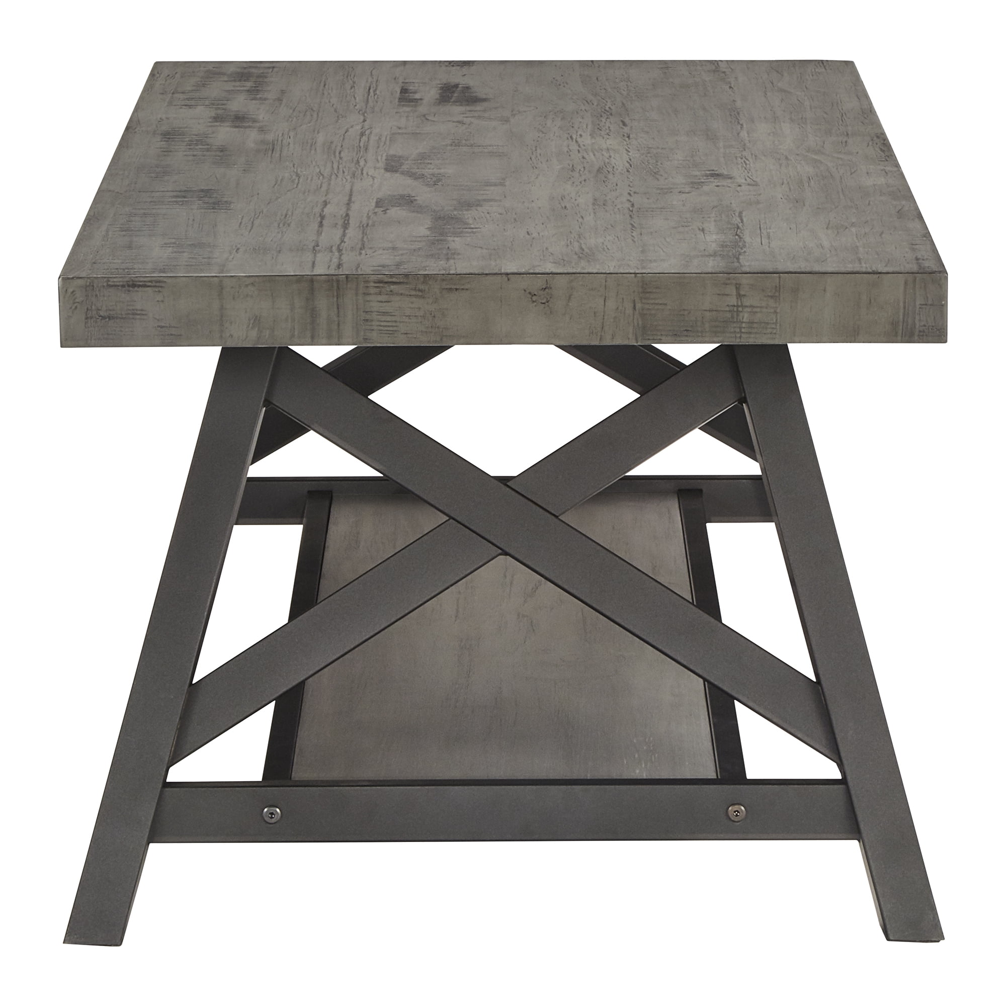 Weston Home Westyn Rustic X Base Wood Rectangular Coffee Table, Gray