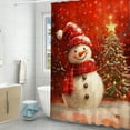 thumbnail image 4 of Christmas Snowman Themed Bathroom Shower Curtain 180x150cm, Waterproof Toilet Partition Decor with Multiple Festive Patterns, Holiday Bathroom Set for Home Decoration, 4 of 6