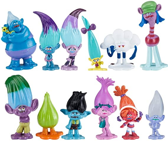 12pcs Gifts set Movie Trolls Poppy Branch Action Figures Cake Toppers Doll Toy