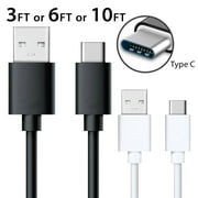 Afflux USB Type C Fast Charging Cable 10FT USB-C Type-C 3.1 Data Sync Charger Cable Cord For Samsung Galaxy S8 S8  Note 8 Nexus 5X 6P OnePlus 2 3 5 LG G5 G6 V20 HTC 10 Google Pixel XL White