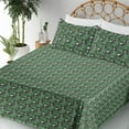 thumbnail image 3 of Ambesonne Tropical Skull Fitted & Flat Sheet with Shams 4 Pcs Set, Skeleton Heads Leafy, King, Coral Fern Green and Grey, 3 of 5