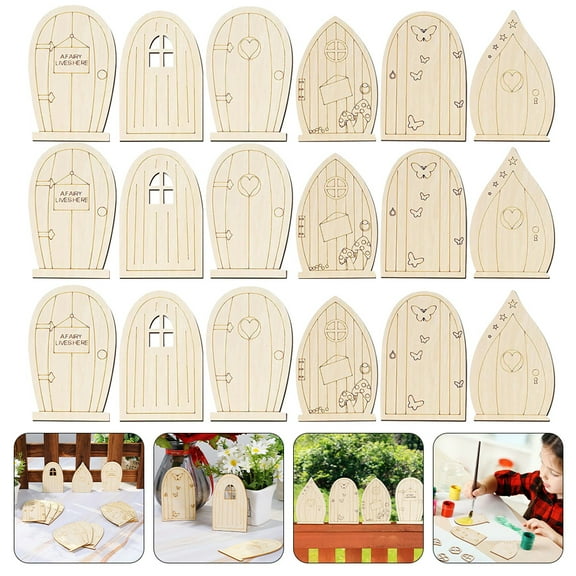 PBPBOX 36pcs Blank Wood Craft Cutouts Slices Unfinished Wood Pieces Natural Color for Art Projects