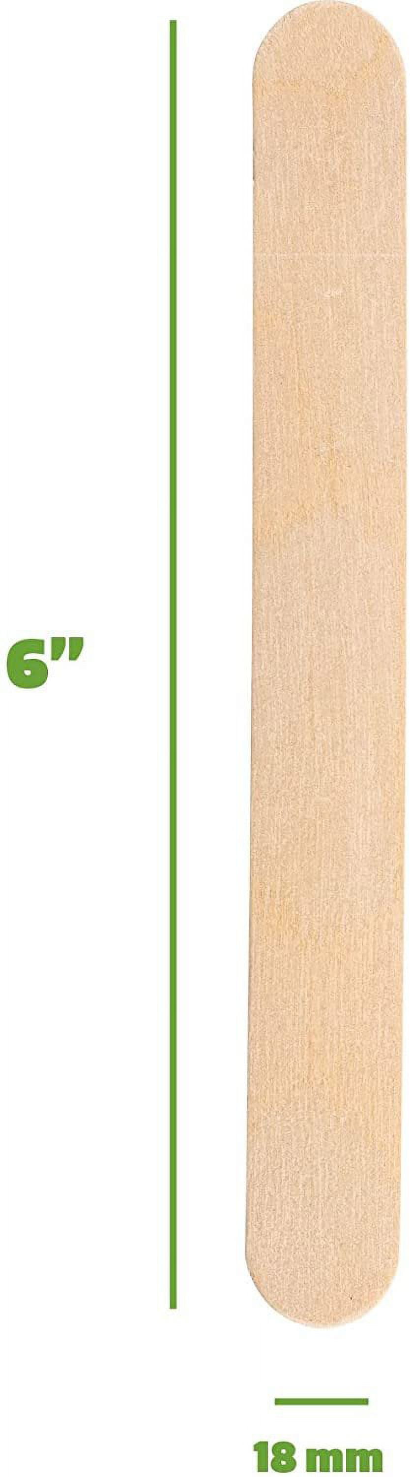 GUSTO 6" Jumbo Wooden Craft Sticks, Natural Wood Color Popsicle Sticks, Wax Sticks, Multi-Purpose for Crafts, DIY Projects & Personal Care Use, 100 count