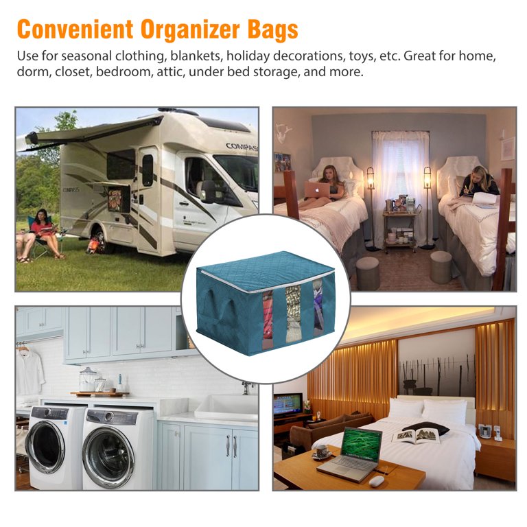 2pcs Foldable Under Bed Storage Bags Blankets Clothes Comforters