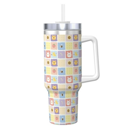 

Matuu Cat And Rabbit for 40OZ Ice Cup with Handle Durable Thermal Cups Keep Drinks Cold and Hot Insulated Car Mug with Lid