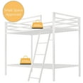 thumbnail image 5 of SHA CERLIN Twin Over Twin Metal Bunk Bed for Juniors, Industrial, Frame with Inclined Stairs & Full-Length Guardrail, Space-Saving, Easy for Climbing & Assembling, White, 5 of 6