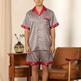 thumbnail image 5 of Edvintorg Men Pajama Sets Loungewear Solid Casual Button Closure Print Short-Sleeve Pajama Shorts Set with Pockets, 5 of 5
