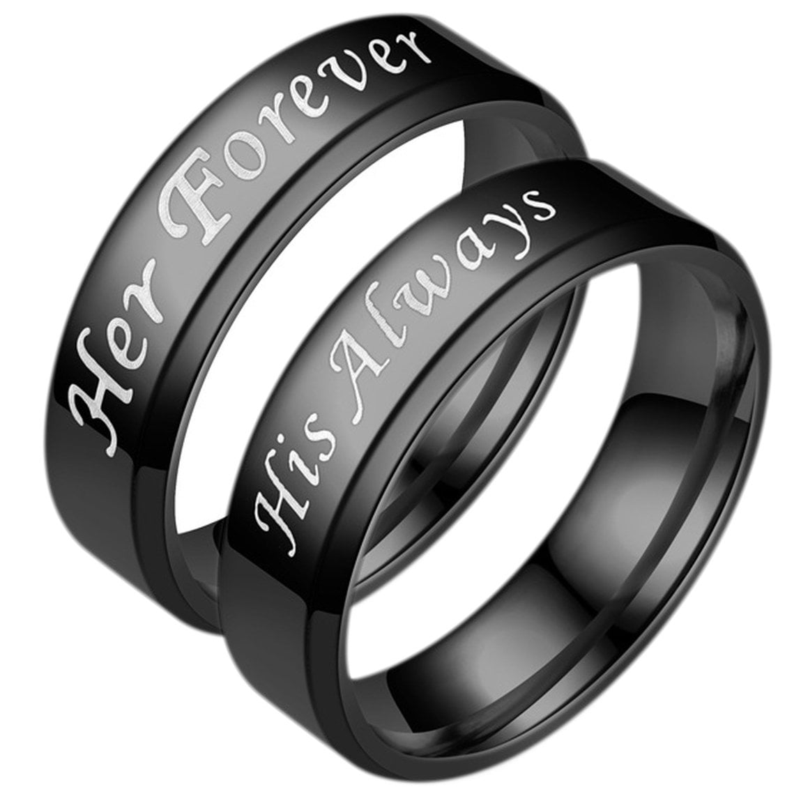 KY Jewelry Engraved Love Couples Ring Stainless Steel Lovers Rings Wedding Engagement for Him & Her Set 