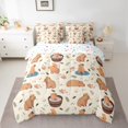 thumbnail image 2 of Manfei Cartoon Cute Kapibara 7-Piece Twin Bedding Sets,Brown Animal Capybara Bedding Comforter Set,Pink Flower Floral Sheet Sets For Kids Girls,Ultra Soft Home Decor Reversible, 2 of 8
